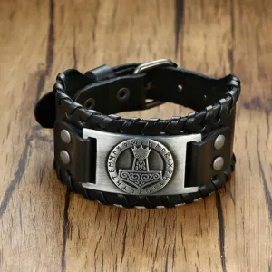 Stylish Viking Leather Wrap Bracelet, Adjustable