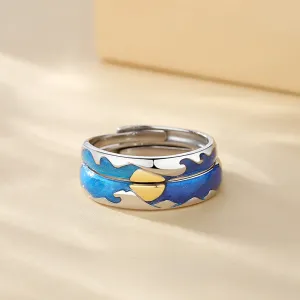 Sun Rise Matching Couple Rings Set for Two