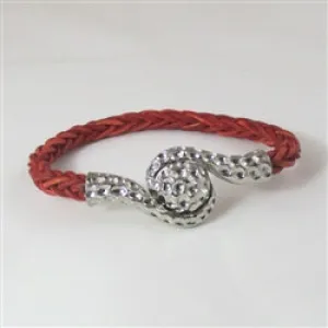 Unisex Rust Braided Leather Bracelet with Unique Clasp